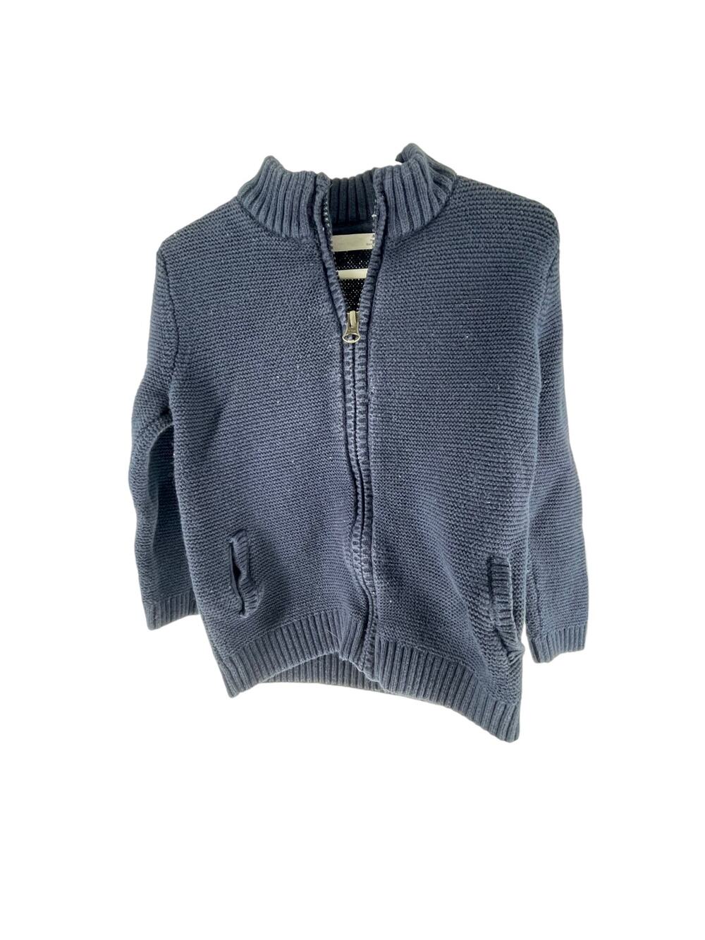 M&S Girls Blue Knit Full Zip Sweater Size 2-3 Years